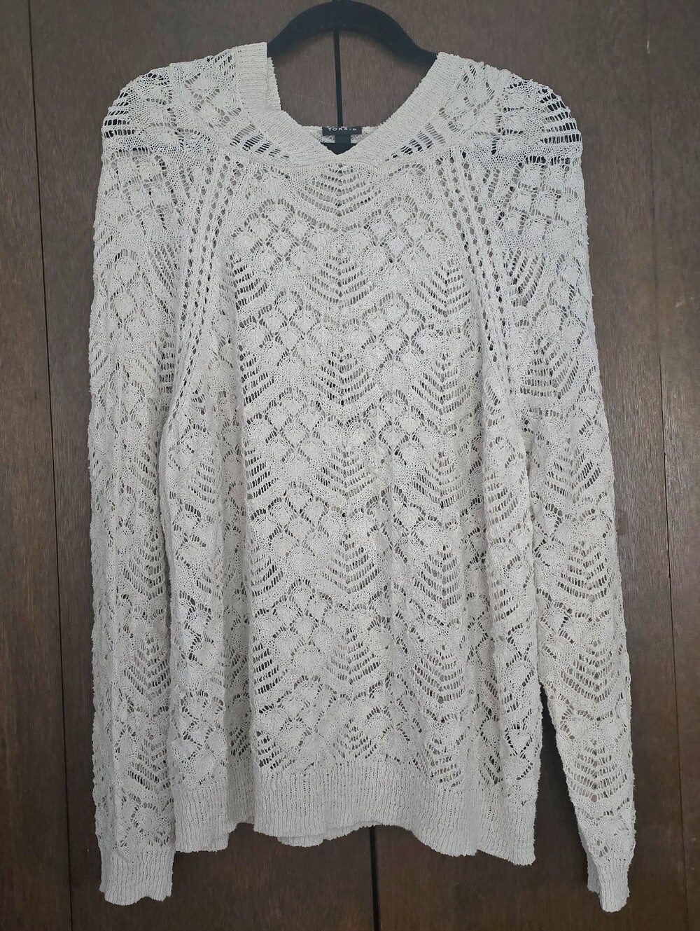 Torrid  Crochet Pullover Hooded Ivory Sweater